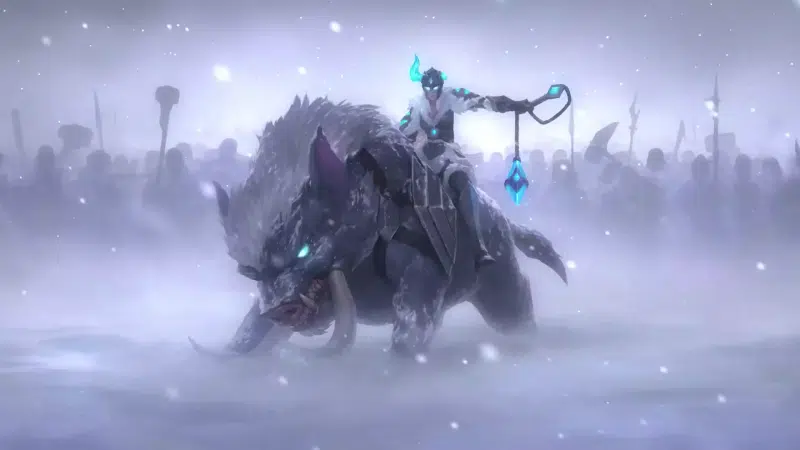 legends of runeterra, arts, league of legends, anime girls, snow, anime, winter, sejuani, hog, games, lol Live Wallpaper