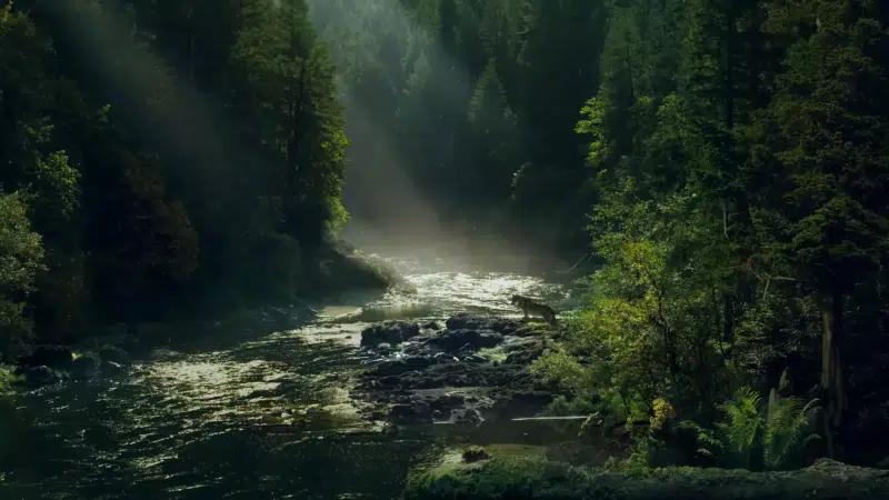 lupus, animals, river, forest, landscapes - nature Live Wallpaper