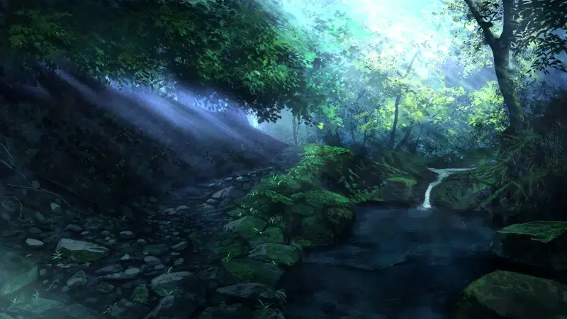 creek, the rays of the sun, landscapes - nature, arts, forest Live Wallpaper