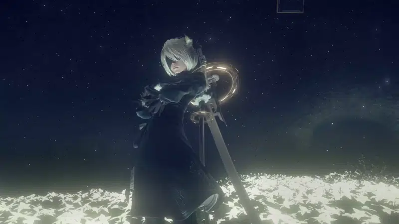2b, sword, eye patch, yorha, katana, games, glade of flowers, robots, android, flowers, nier:automata, anime girls, moon tear, anime Live Wallpaper