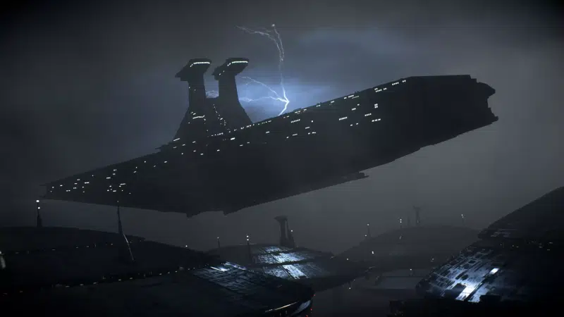 star wars, thunderstorm, venator, star destroyer, arts, the spaceship, night, rain, movies Live Wallpaper