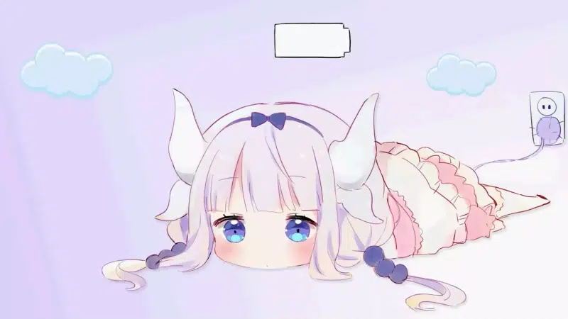 horns, the clouds, anime, kanna kamui, rest, maid, arts, anime girls, dragon-lady kobayashis maid, charging, loli, dragon girl Live Wallpaper