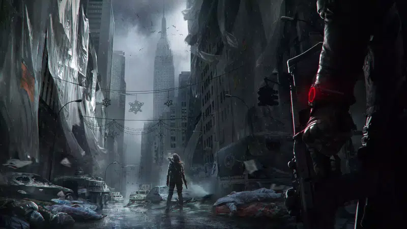 weapon, apocalypse - post-apocalypse, snow, winter, the ruined city, corpse, ruins, girls, division, games, cities, arts Live Wallpaper