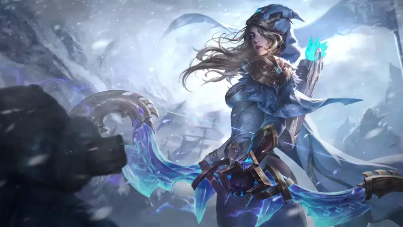 snow, anime, ice archer, onion, ashe, games, anime girls, frost archer, arts, winter Live Wallpaper