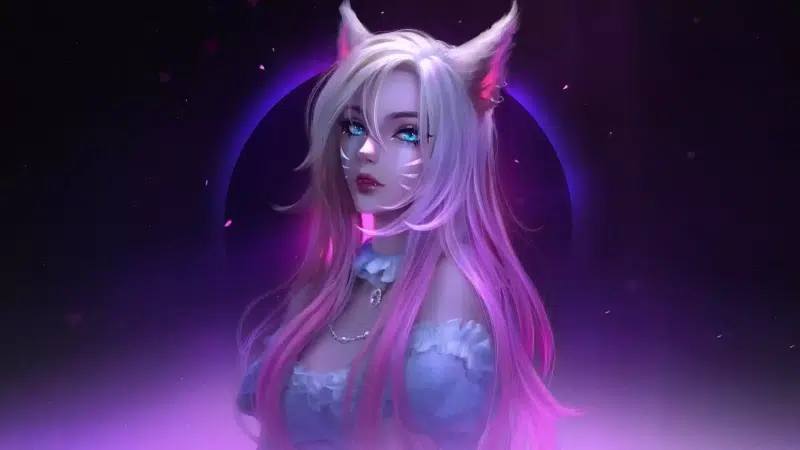 ahri, the fox girl, league of legends, anime, arts, games, lol, anime girls, ears, nine - tailed fox, nice girl Live Wallpaper