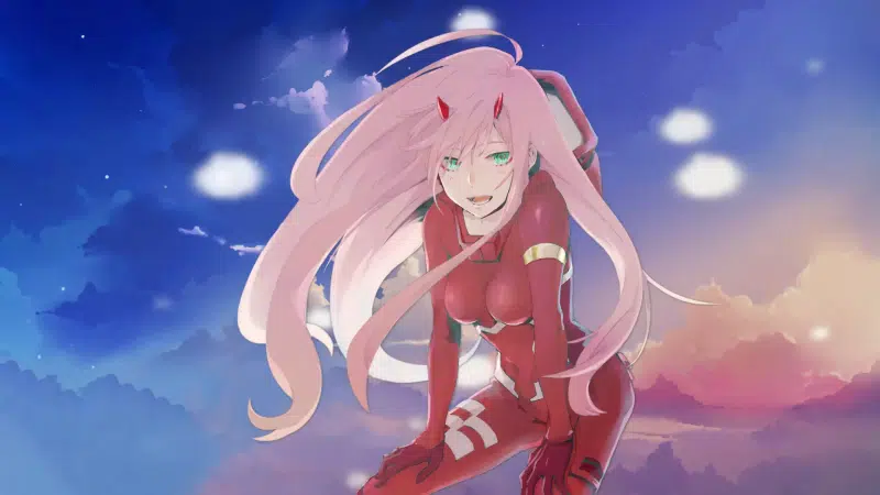 anime girls, zero tu, arts, horns, sky, zero two, anime, evening, darling in the franxx, 002 Live Wallpaper