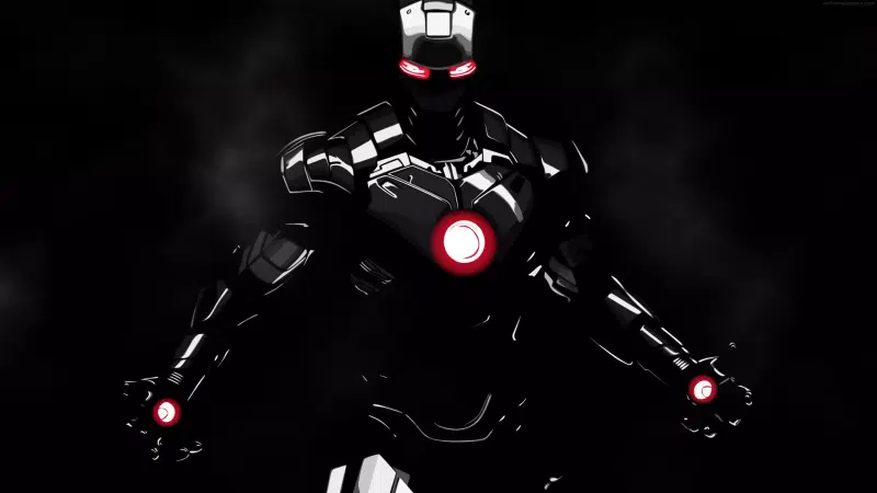iron man, movies, arts, marvel, black iron man suit, iron man Live Wallpaper