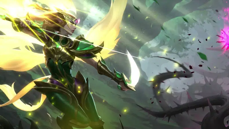 arts, thorn thorn, anime, forest, league of legends, games, anime girls, wings, sword, kayle, lol Live Wallpaper
