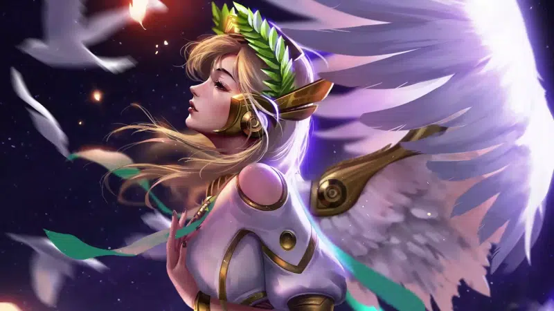 wings, anime, overwatch, bird, arts, mercy, anime girls, games, angel Live Wallpaper