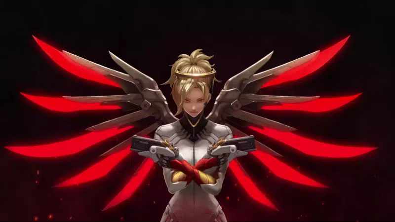 overwatch, games, wings, graphics, anime girls, weapon, weapons of mercy, angel, arts, weapons of mercy, mercy, anime Live Wallpaper