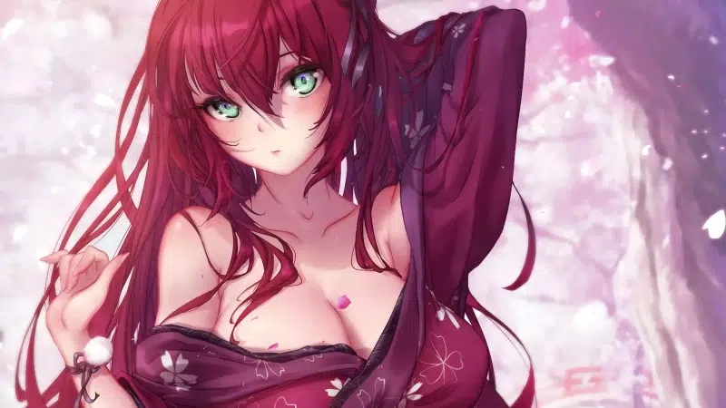 rias gremory, big breasts, petals, high school demons, sakura, arts, anime girls, anime, dhd, dxd Live Wallpaper