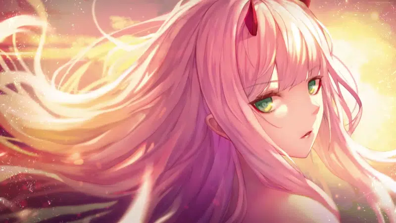 partner killer, beautiful girl, zero two, green eyes, arts, anime, horny beauty, darling in the franxx, zero tu, anime girls, horns, 002 Live Wallpaper