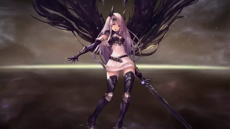 cute girl, anime, rage of bahamut, demon, olivia, nice girl, sword, rage of bahamut, arts, horns, anime girls, olivia, wings Live Wallpaper