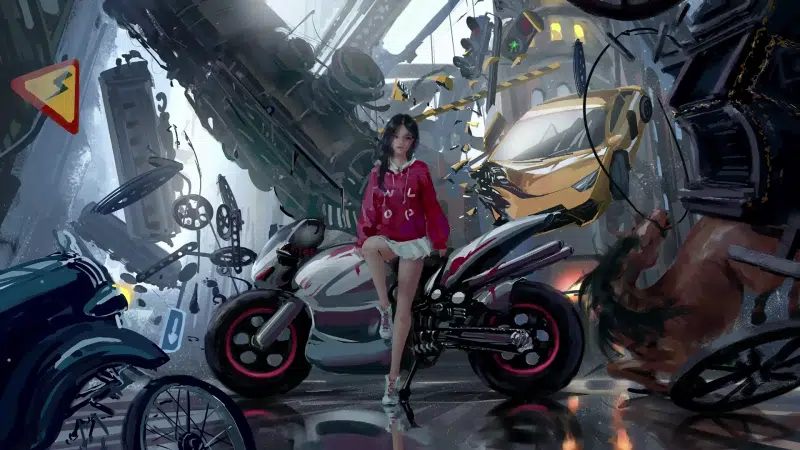 arts, chaos, auto - moto, lamborghini, lamborghini, a train, yellow, carriage, anime, lamborghini aventador, skirt, anime girls, horse Live Wallpaper