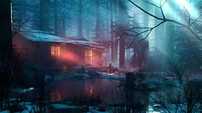 lake, winter, forest, night, house, snow, landscapes - nature Live Wallpaper