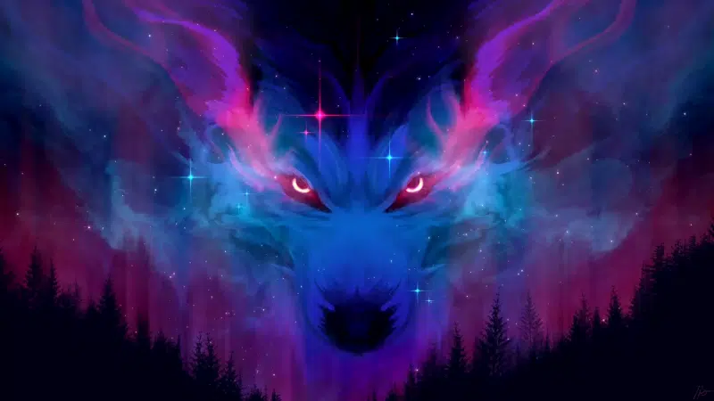 stars, arts, animals, forest, blue wolf, lupus Live Wallpaper