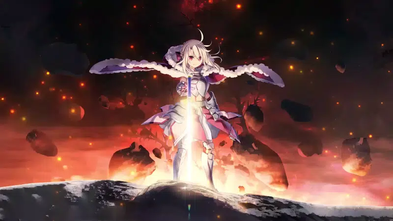fate, knight, anime, fire, anime girls, arts, sword, armor, illyasfil von einzbern, armor Live Wallpaper
