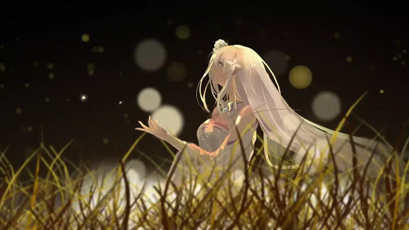 night, arts, re:zero, emilia, anime, beautiful girl, nice girl, anime girls Live Wallpaper