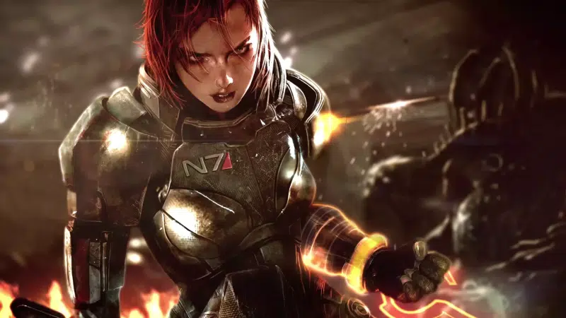 armor, mass effect, fire, graphics, girls, explosion, games, shepard, arts Live Wallpaper