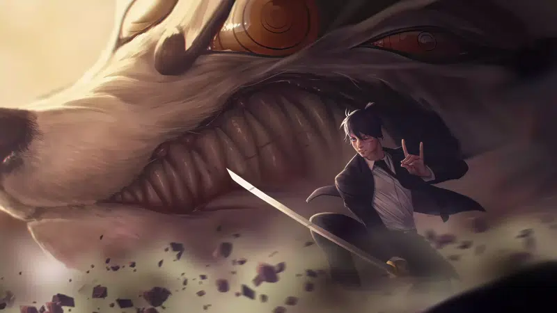 sword, fox, aki hayakawa, chainsaw man, fox devil, anime, arts, demon Live Wallpaper