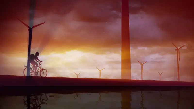 wind generator, arts, sunset, bicycle Live Wallpaper