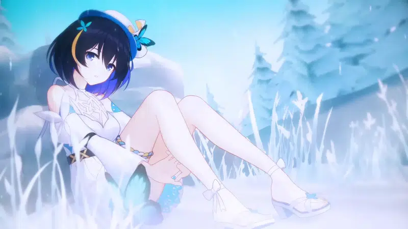 honkai impact, games, seele vollerei, anime girls, snow, arts, swallowtail phantasm, winter, anime Live Wallpaper