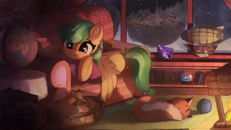 snow, cartoons, fire, fox, tail, my little pony, winter, wings, rest, room, arts Live Wallpaper