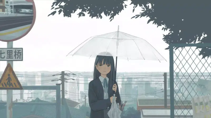 cities, anime girls, sadness, arts, umbrella, anime, rain Live Wallpaper