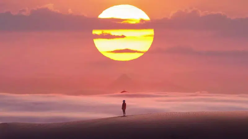 arts, the clouds, desert, sky, sunset, the sun, landscapes - nature Live Wallpaper
