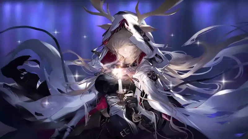 candle knight viviana, anime, games, arknights, arts, nice girl, anime girls, big breasts, horns, candles Live Wallpaper