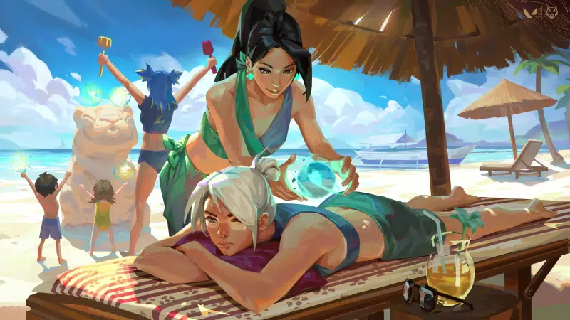 valorant, games, anime, anime girls, neon, sage, sea, jett, beach, rest, arts Live Wallpaper