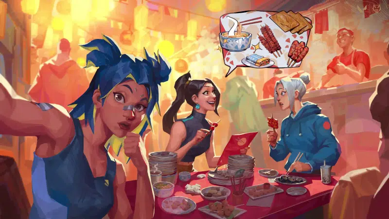 valorant, neon, games, anime, a snack bar on the street, jett, arts, street diner, sage, anime girls Live Wallpaper