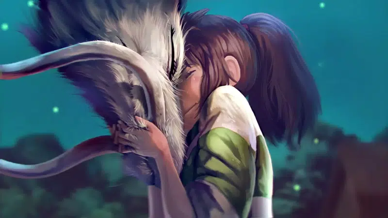 nigihayami-kohaku-nusi, carried away by ghosts, a hug, haku, the deity of the amber river, spirited away, chihiro ogino, guardian of the river, arts, dragon, Live Wallpaper