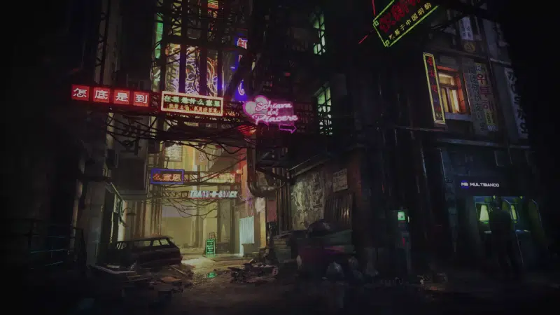 cyberpunk, cities, arts, street, night, night city, hieroglyphs, neon Live Wallpaper