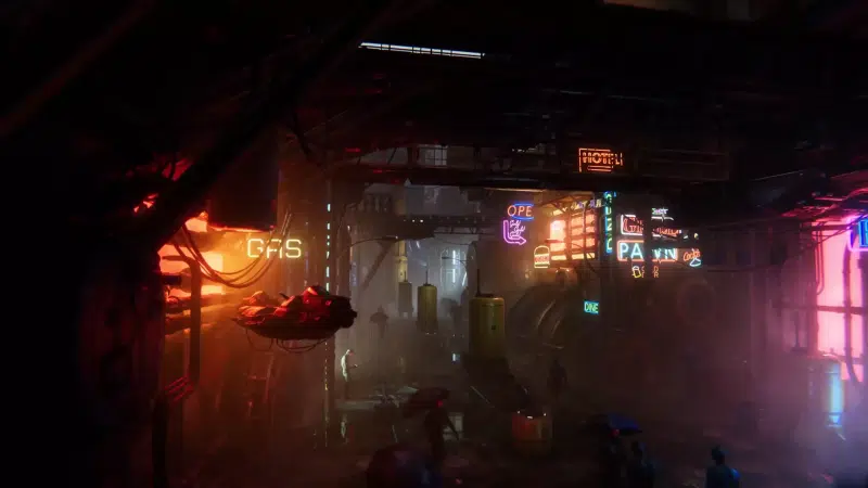 drone, cities, fantasy, street, arts, technologies, cyberpunk, neon Live Wallpaper
