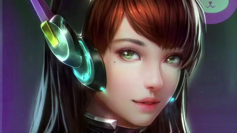 green eyes, anime, arts, long hair, red-haired girl, overwatch, d va, anime girls Live Wallpaper