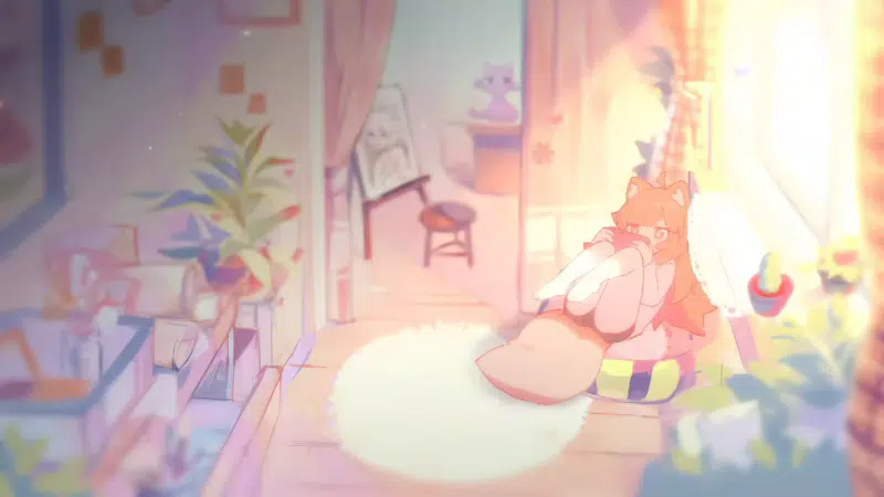 room, nice girl, arts, tail, the fox girl, loli, ears, anime, anime girls, beautiful girl, fox Live Wallpaper
