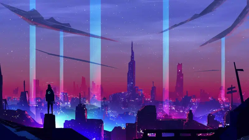 arts, snow, neon city, bright city, cities Live Wallpaper