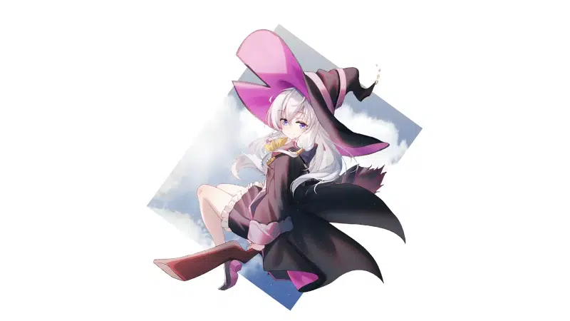 anime girls, the journey of elaina, blond hair, anime, elaina, blue eyes, arts, ashen hair, long hair, witch, broomstick, sweet little witch Live Wallpaper
