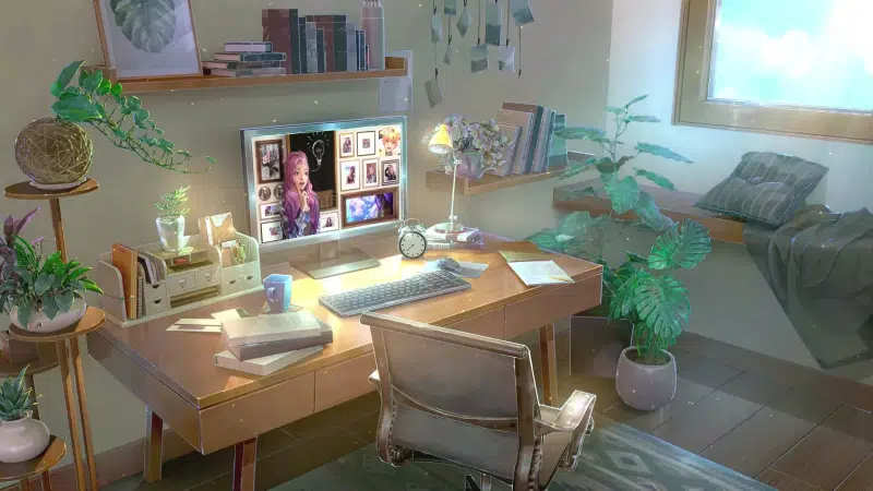 night and day, a computer, anime, desktop, room Live Wallpaper