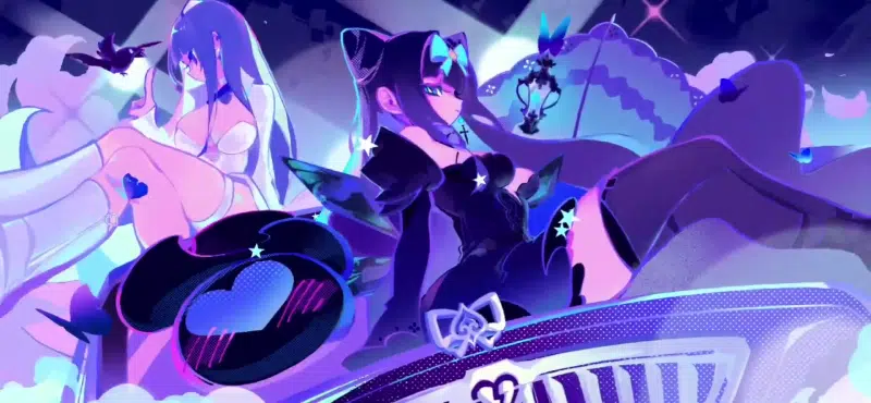 arts, muse dash, the girl in white, the girl in black, games, sits, anime girls, anime, stockings Live Wallpaper