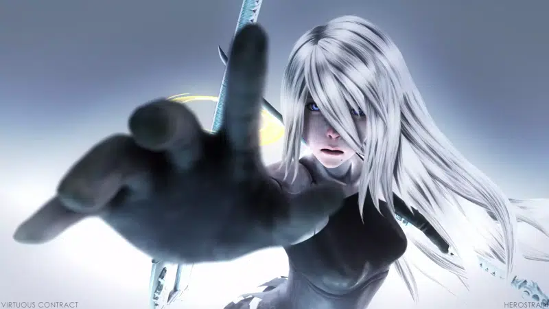 anime, sword, arts, a2, yorha, games, nier:automata, anime girls, robots, silver hair, blue eyes, android, nier:automatic, long hair, blond hair Live Wallpaper