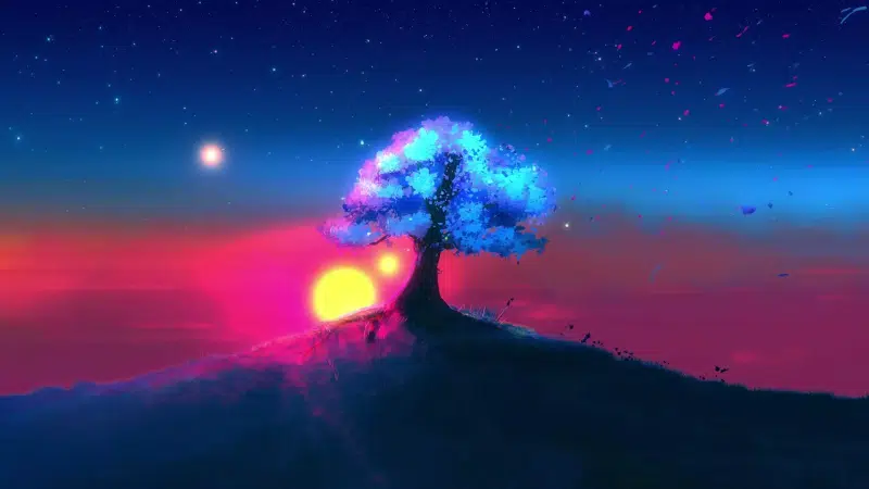 fantasy, landscapes - nature, arts, tree, wind Live Wallpaper