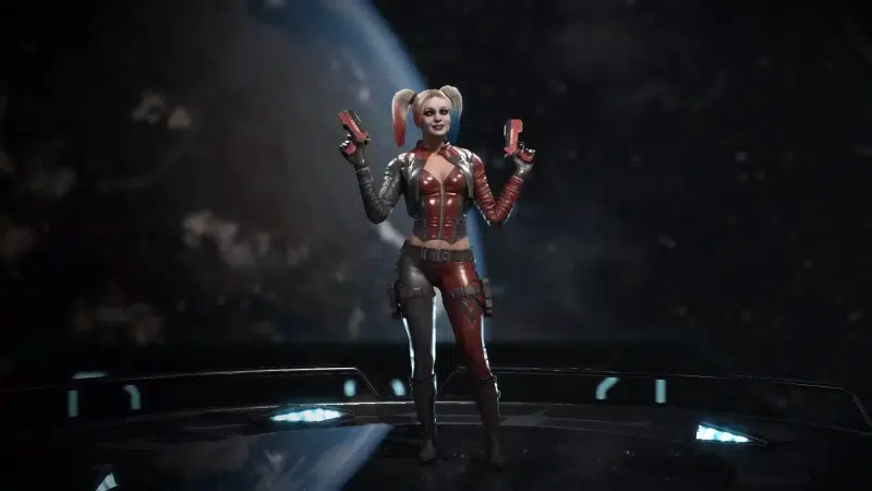 injustice 2, fantasy, harley quinn, planet, space, weapon, games Live Wallpaper