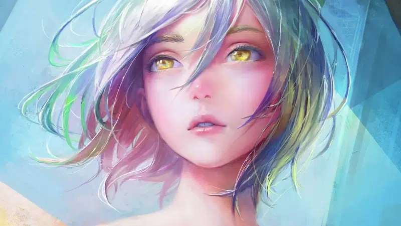 anime girls, hair fluttering in the wind, arts, anime, nice girl Live Wallpaper