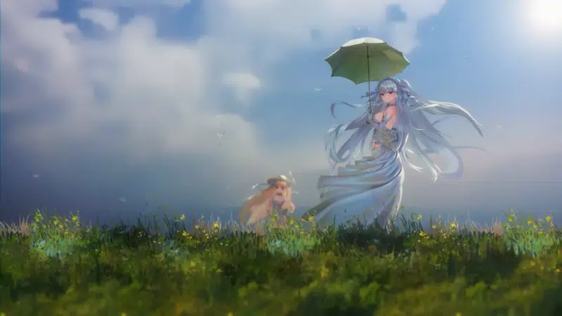 anime, umbrella, walk, anime girls, dress, arts Live Wallpaper