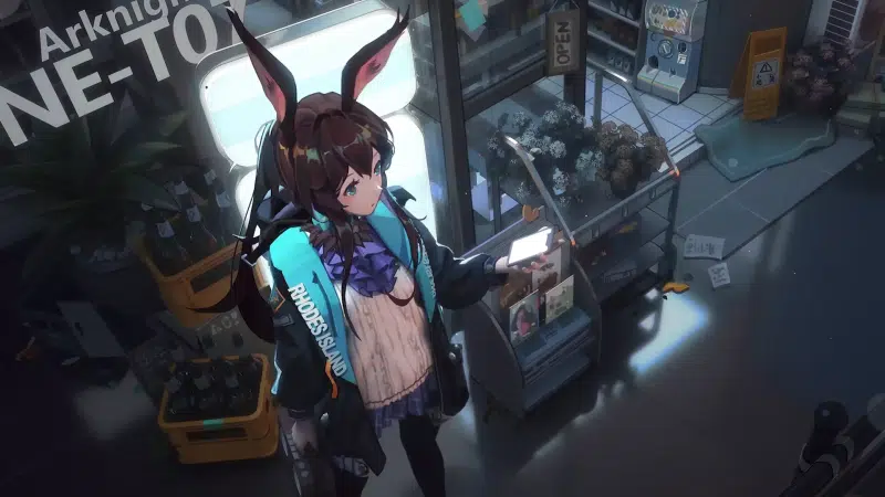 games, arts, amiya, amiya, ears, smartphone, arknights, anime girls, tights, shop, skirt, anime Live Wallpaper