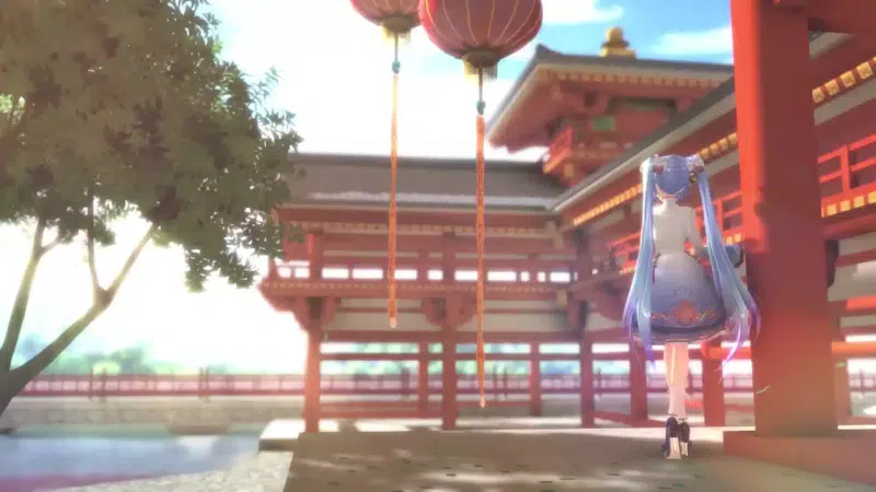 temple, anime girls, arts, graphics, paper lanterns, anime Live Wallpaper