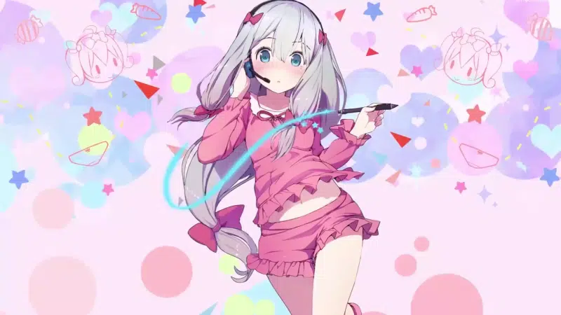 arts, headphones, anime girls, sagiri izumi, loli, eromanga-sensei, anime Live Wallpaper