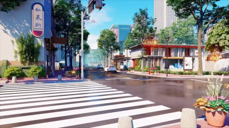 arts, street, japanese street, traffic lights, transport, cities, road Live Wallpaper